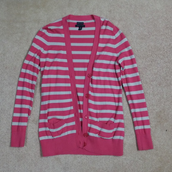 Pink Stripped Tommy Hilfiger Cardigan - Picture 1 of 3